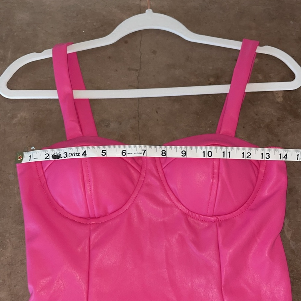 Pink Bustier Crop Top - Women's Strappy Bustier - Picture 7 of 8